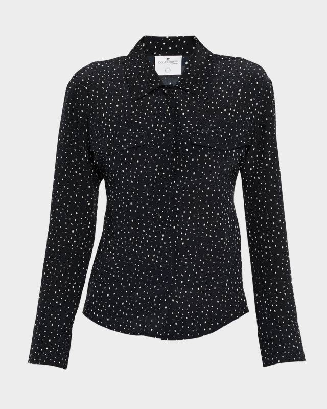 2-Pocket Medusa Crepe Button-Down Shirt